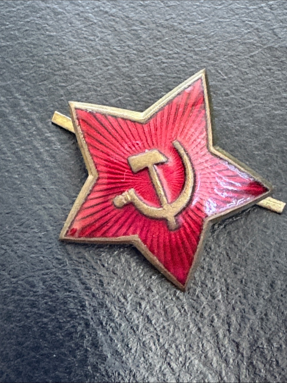 Vintage Soviet Red Army Star Cap Badge Brass And Enamel  1930s Known Kokardo